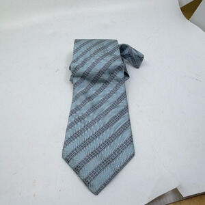 Armani Collezioni Geometric Stripe Blue Silk Necktie